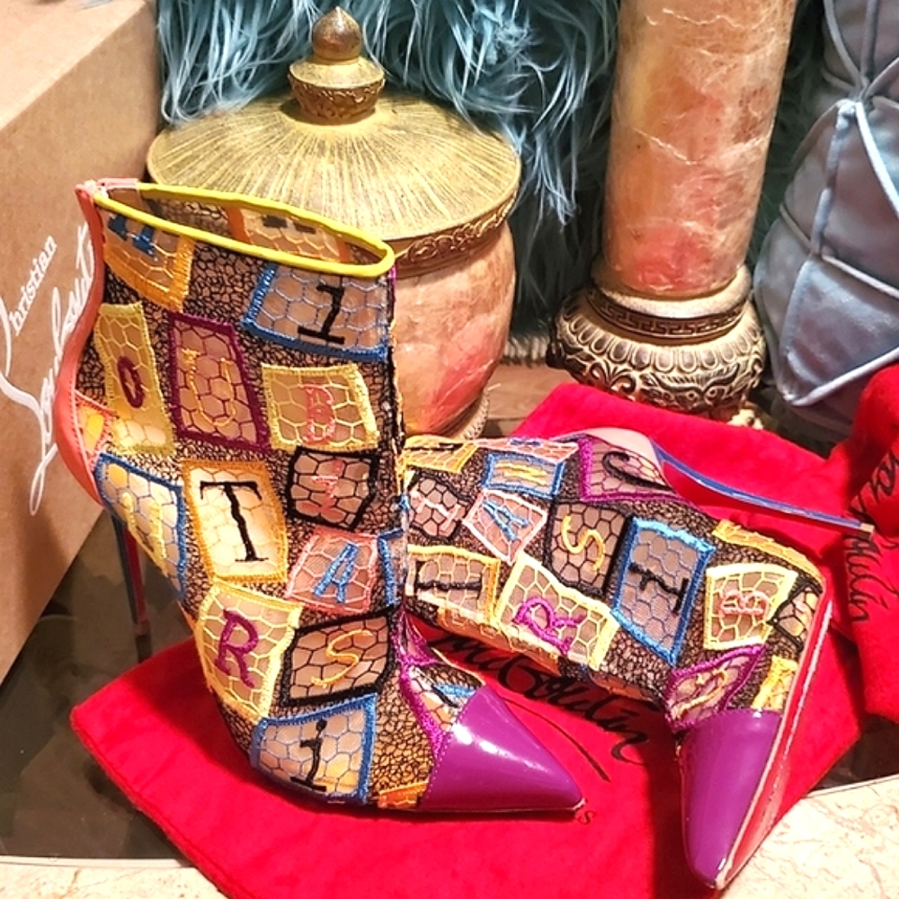 ✅️RARE⚜️Christian Louboutin 💜😻Gipsybootie SPC 100mm Stilettos - Picture 8 of 16
